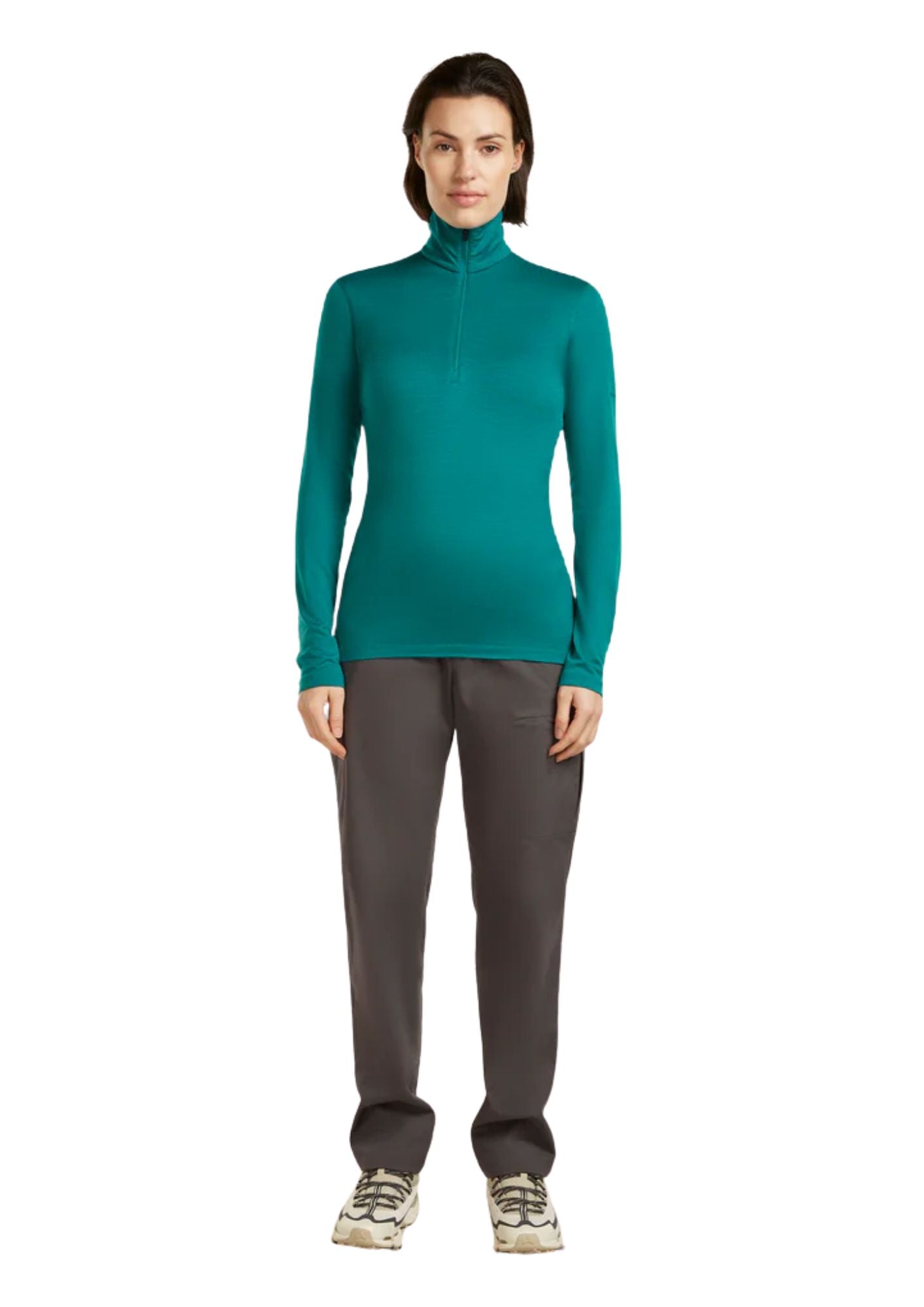 Camiseta térmica de merino con media cremallera Oasis 200 para mujer