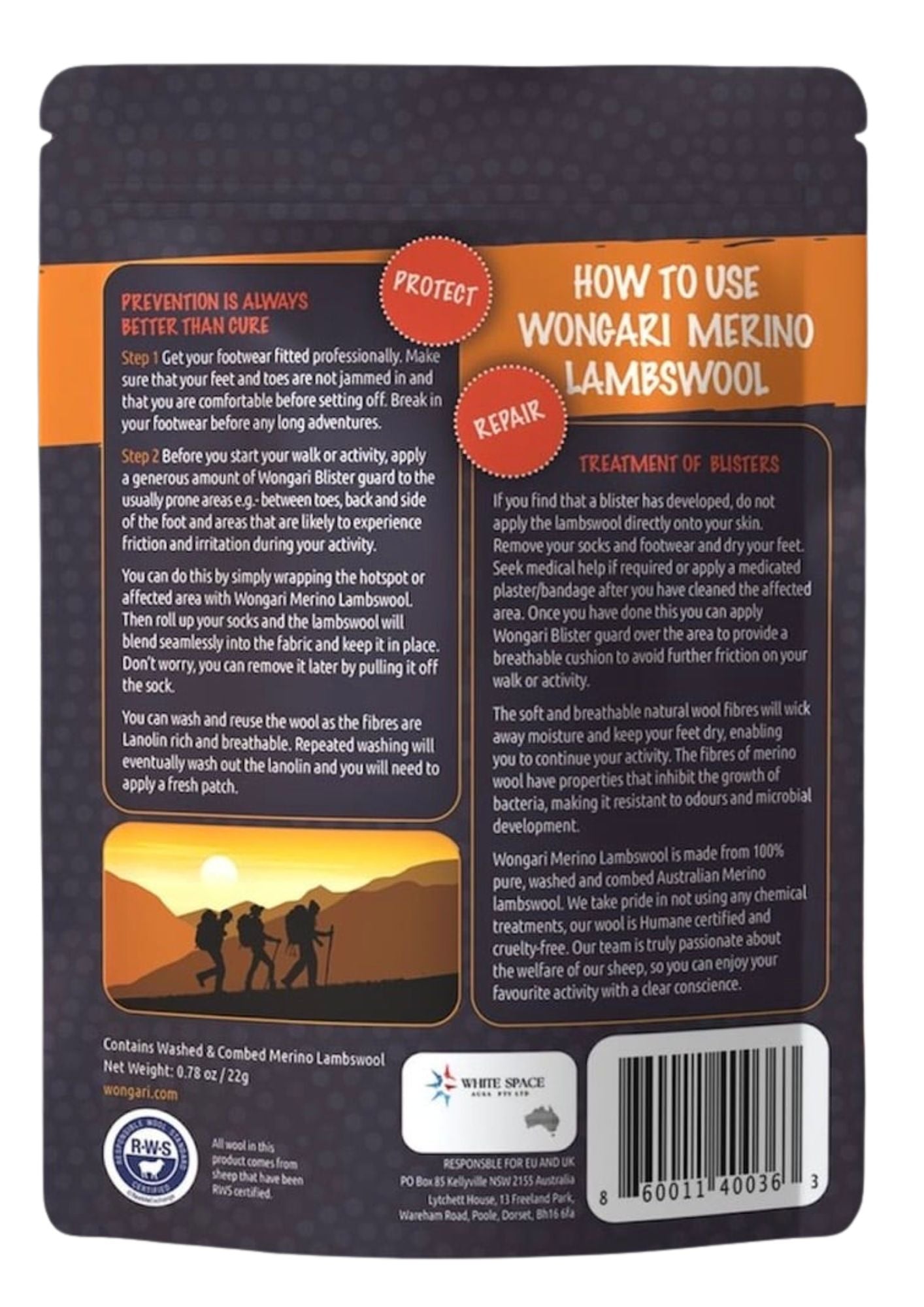 Lambswool blister guard - Laine de mérinos